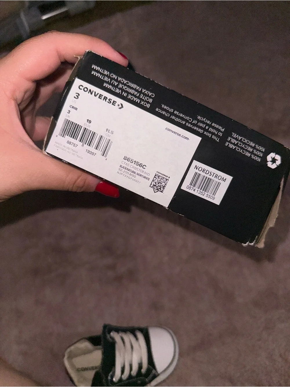 Converse Black & White Baby Sneakers + Box